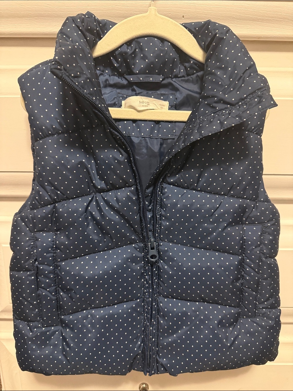 Girls Navy Polka Dot Puffer Vest - Cozy Quilted Layer